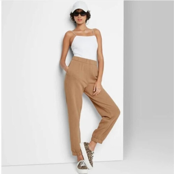 wild fable Pants - High-Rise Vintage Jogging Pants, Joggers by Wild Fable, Tan, Size XL
